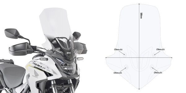 GIVI Windschild - transparent - >540x450 mm (HxB) - für Honda CB500 X (19-23) - ABE 38743