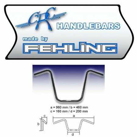 1 Zoll-Lenker "Ape Hanger" (AHHD 1) | schw./ Kerbe B 98 cm x T 16 cm x H 45 cm x B/Mitte 20 cm