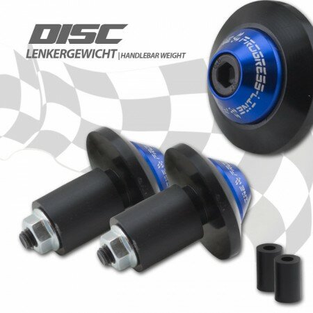 Lenkergewichte "Disc" | Alu | schwarz / blau Paar | 7/8"+1" Lenker mit I Ø 14-19mm | Ø 35mm