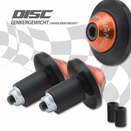 Lenkergewichte "Disc" | Alu | schwarz / orange Paar | 7/8"+1" Lenker mit I Ø 14-19mm | Ø 35mm