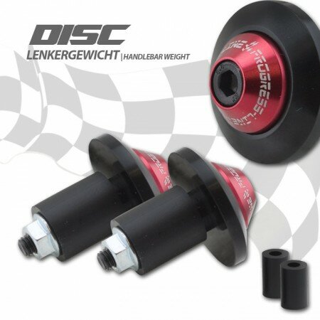 Lenkergewichte "Disc" | Alu | schwarz / rot  Paar | 7/8"+1" Lenker mit I Ø 14-19mm | Ø 35mm