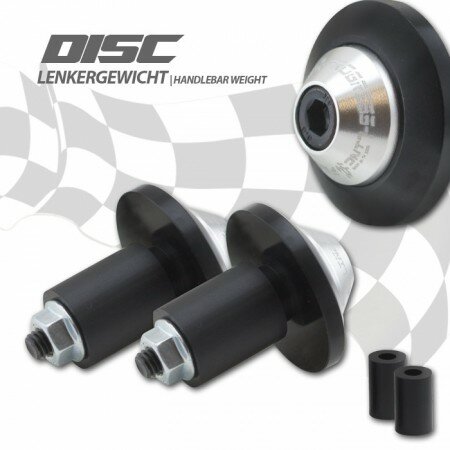 Lenkergewichte "Disc" | Alu | schwarz / silber Paar | 7/8"+1" Lenker mit I Ø 14-19mm | Ø 35mm