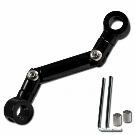 Adapter Bremsbehälter | schw. eloxiert | Aluminium 2-Fach 180° und Verschraubung 360° verstellbar
