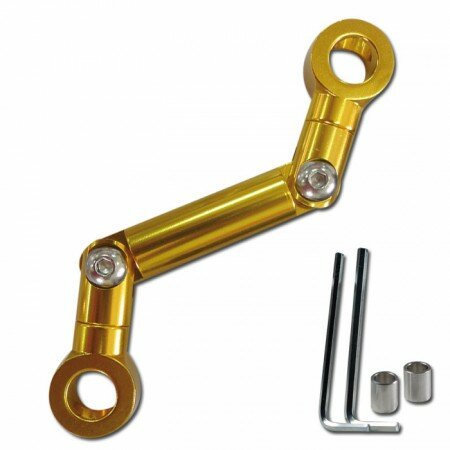 Adapter Bremsbehälter | gold eloxiert | Aluminium 2-Fach 180° und Verschraubung 360° verstellbar