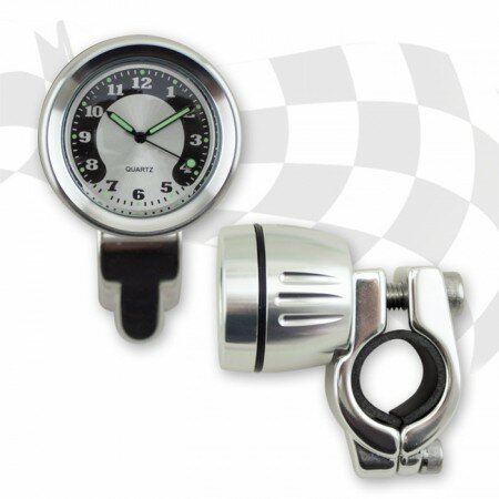 Lenker Quartz Uhr  | 7/8 + 1" | chrom | Ø 40mm lange Version | Zifferblatt Typ C  Ø 30mm