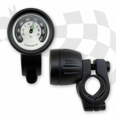 Lenker "Thermometer" | 7/8 + 1 Zoll | schwarz Ø 40mm | lange Version | Silber/schwarz | Ø 30mm