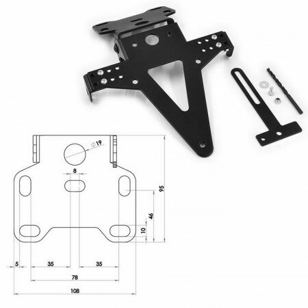 Kennzeichenhalter | UNIVERSAL | Typ 4 | schwarz verstellbar | schwarz | inkl. Reflektorhalter