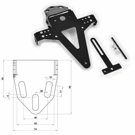 Kennzeichenhalter | UNIVERSAL | Typ 5 | schwarz verstellbar | schwarz | inkl. Reflektorhalter