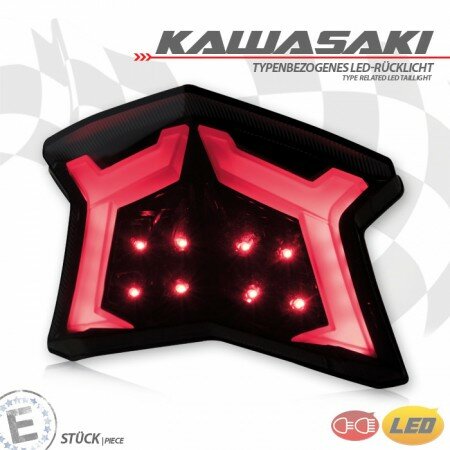LED-Rücklicht Kawasaki | Ninja / Z650 /Z900 / Z-H2 17-26 | getönt | Reflektor schwarz | E-geprüft