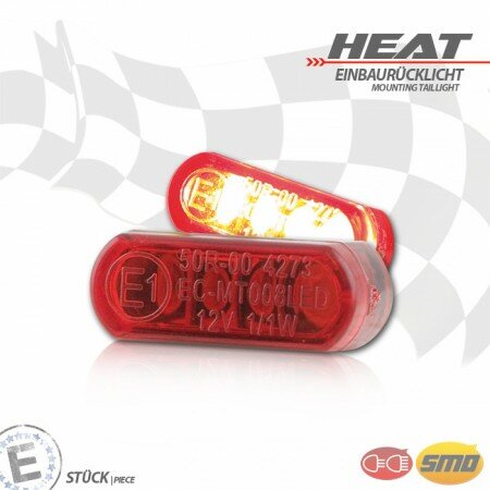 LED-Einbaurücklicht "Heat" | rot | Stück Maße: B 21,5 x H 8,5 x T 11,5 mm | E-geprüft