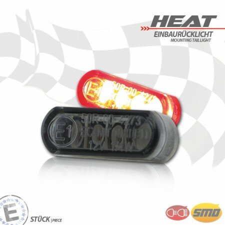 SMD-Einbaurücklicht "Heat" | getönt | Stück  Maße: B 21,5 x H 8,5 x T 11,5 mm | E-geprüft