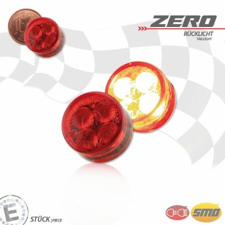 SMD-Einbaurücklicht "Zero" | rot | Stck Maße: Ø=16 x T 8,5 mm | E-geprüft