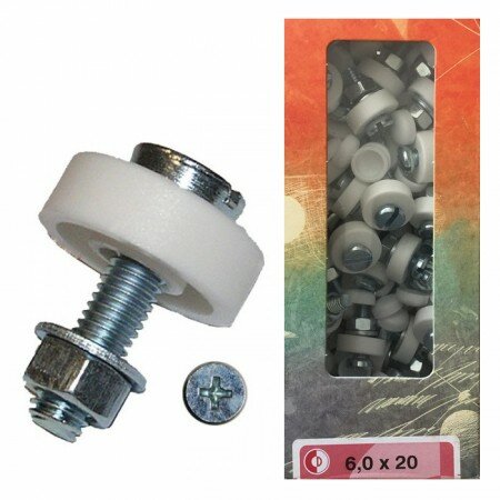 Nummernschildschrauben-Set "M6 x 20" | 100 Stck verzinkt | Kappen weiß