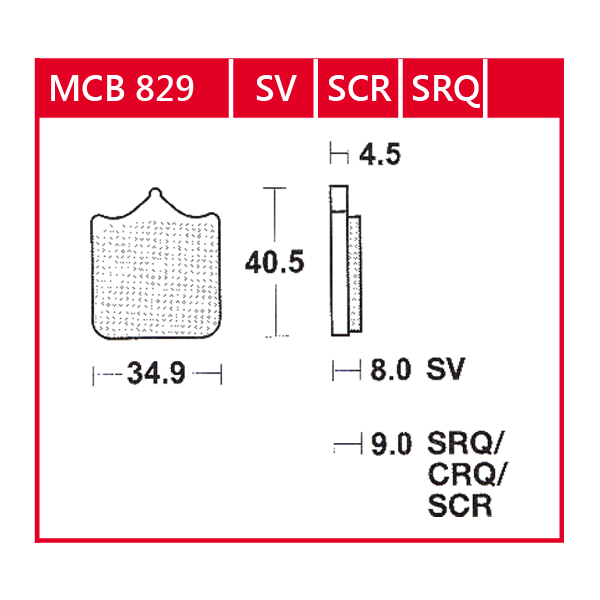 TRW Scheibenbremsbelag MCB829CRQ