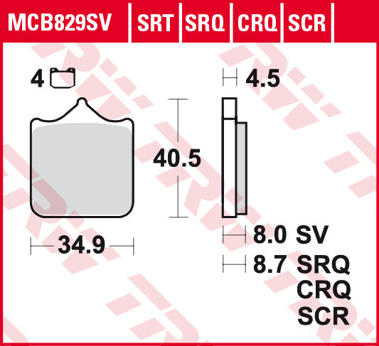 TRW Scheibenbremsbelag MCB829SCR