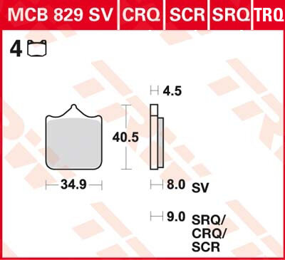 TRW Scheibenbremsbelag MCB829TRQ