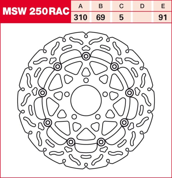 TRW RACING Bremsscheibe schwimmend MSW250RAC