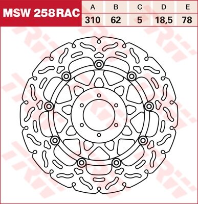 TRW RACING Bremsscheibe schwimmend MSW258RAC
