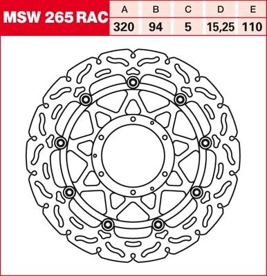 TRW RACING Bremsscheibe schwimmend MSW265RAC