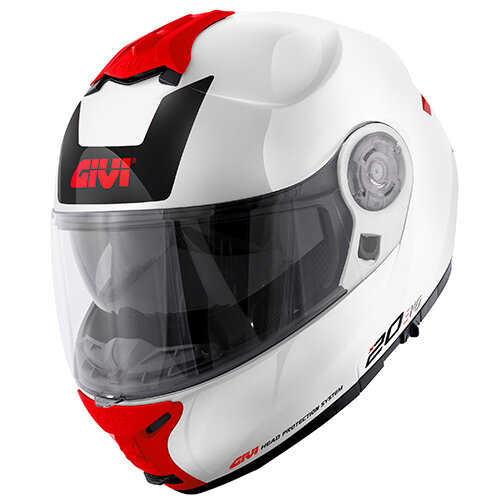 GIVI HPS X.20 EXPEDITION Klapphelm - Graphic EVO glossy - weiß/rot - Gr. 58/M