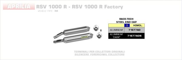 Arrow Race-Tech Aluminium Aprilia RSV1000 R Factory´04/08/Tuono 1000 R Factory