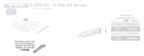 71453MI-Arrow Zwischenrohr für Originalkrümmer BMW G 650 GS Sertao 12-14