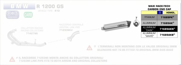 Arrow MaXi Race-Tech Approved titanium silencer with carby end cap BMW R 1200 GS