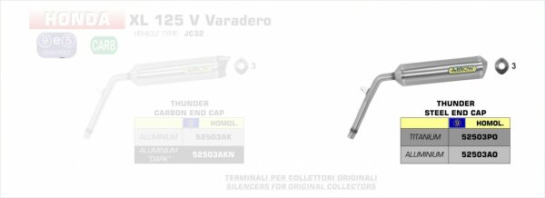 Arrow Street Thunder Alluminium Honda XL 125 V Varadero (JC32) `01/12