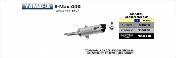 Arrow Race-Tech Aluminium schwarz", " Yamaha X-MAX 40