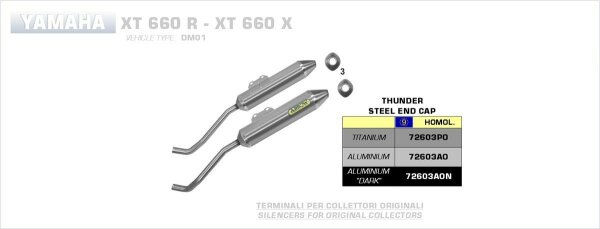 Arrow Street Thunder Aluminium Yamaha XT 660 R/X (DM01) `04/16