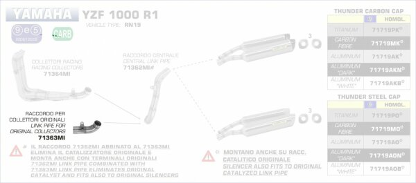 71363MI-Arrow Zwischenrohr für Originalkrümmer Yamaha YZF 1000 R1 07-08