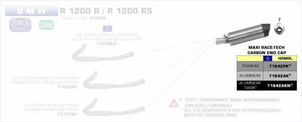 Arrow MaXi Race-Tech titanium silencer with carby end cap BMW R 1200 R / RS 15-1
