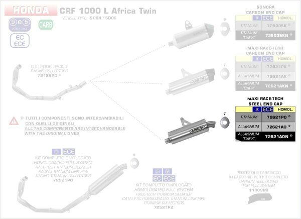 Arrow MaXi Race-Tech Approved titanium silencer Honda CRF 1000 L Africa Twin ´16