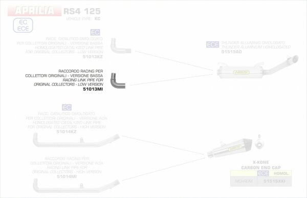 51013MI-Arrow Verbindungsrohr für Originalkrümmer Aprilia RS4 125 17-19