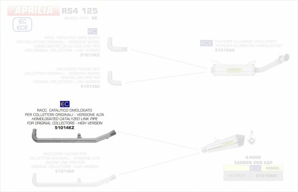 51014KZ-Arrow Verbindungsrohr mit Kat Aprilia RS4 125 17-19