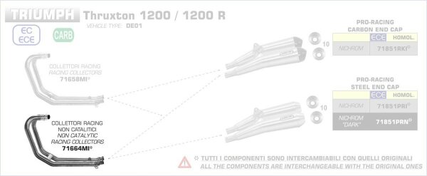 71664MI-Arrow Zwischenrohr zentral, ohne Katalysator Triumph Speed Twin 1200 19-