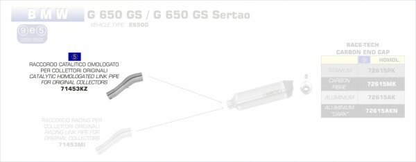 71453KZ-Arrow Verbinsugnsrohr mit Kat für Original Krümmer BMW G 650 GS/SERTAO 1