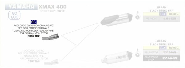 53071KZ-Arrow Verbindungsrohr mit Kat Yamaha XMax 400 (SH12) 17-