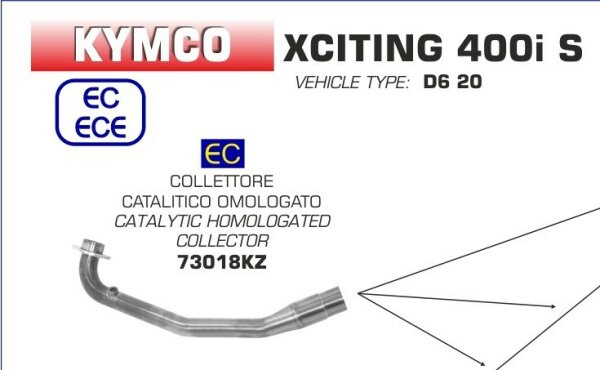 73018KZ-Arrow Krümmer mit Kat Kymco XCITING 400i S 18-19