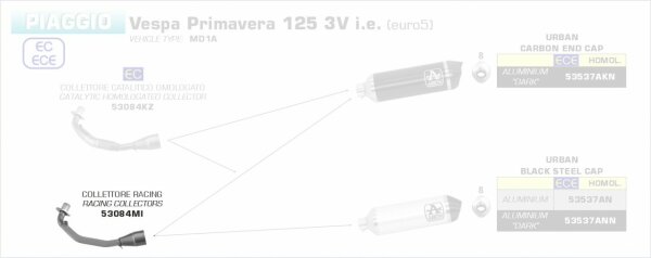 Arrow Krümmer ohne Kat Piaggio VESPA Primavera 125 3V ie 21-