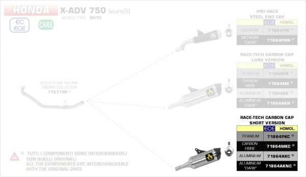 Arrow Race-Tech Carbon "kurze Version" HONDA X-ADV 750 21-
