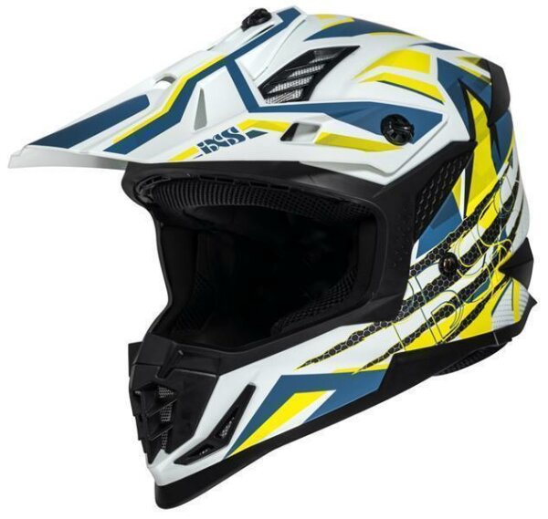 iXS Motocrosshelm iXS363 2.0 matt weiss-blau-gelb fluo M
