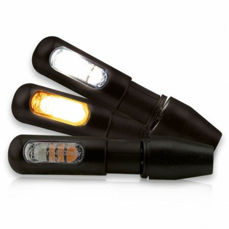 SMD-Blinker Standlichtkombi "Heat" | getönt  M8 | Alu | schwarz | Ø 15 x T 46 mm | E-geprüft