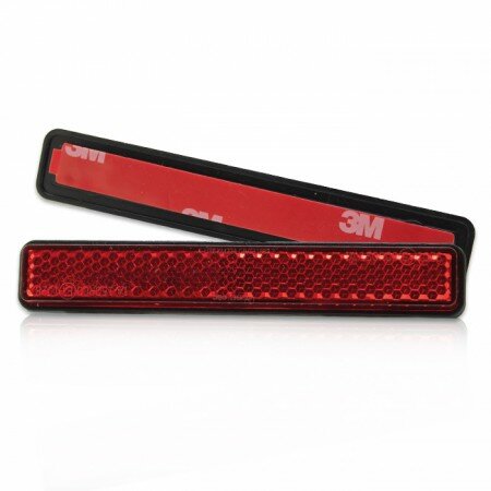 Reflektor "Smart" | rechteckig | rot | mit Rand Maße: 108 x 18 x 9mm | selbstklebend | E-geprüft