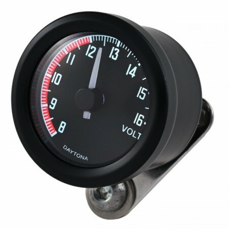 Voltmeter "Velona" | schwarz | analog | schwarz Ø 48mm | 2-Farbig | inkl. V-Halter