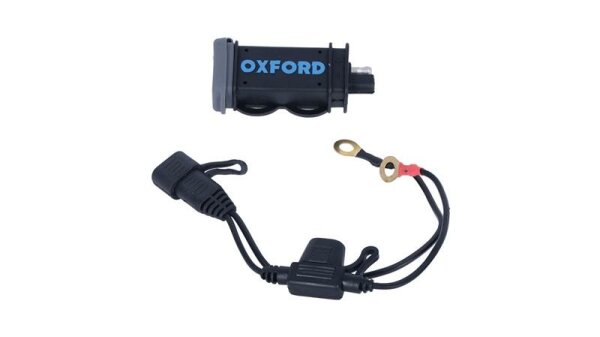Oxford USB 2.1Amp Fused power charging kit USB-Ladegerät inkl. Ösenkabel schwarz