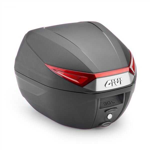 GIVI C30N - Monolock Topcase mit Platte schwarz, mit roten Reflektoren