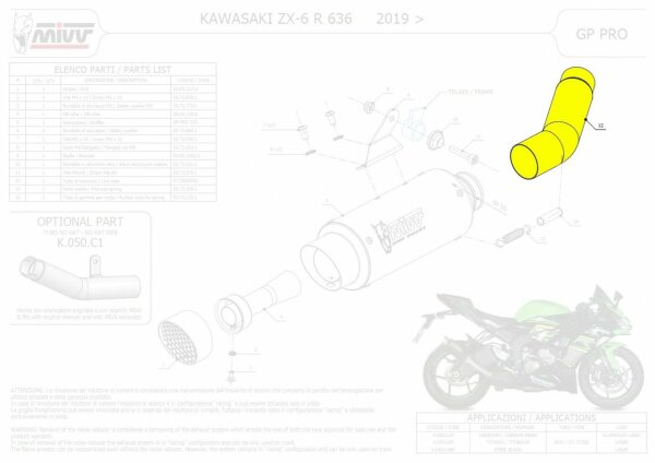 9773K050S2-MIVV Verbindungsrohr für Kawasaki ZX-6 R 636 19-