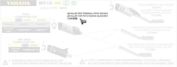 11015DB-Arrow DB-Killer für Pista Racing Schalldämpfer