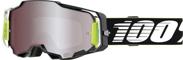 100% Armega HIPER Goggle RACR - Mirror Silver Lens schwarz-weiss